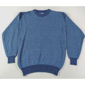 Vintage Bristol Blues Sweater Men XL Blue Geometric Grandpacore Eclectic Grandpa